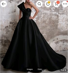 Vestidos de fiesta de un solo hombro, línea A, Vintage, negro, sin mangas, barrido, satén, vestido de noche Formal, vestido de fiesta