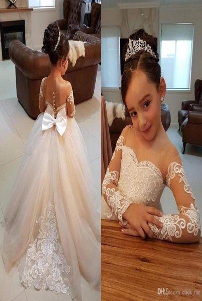 Robes Primera Comunion deux pièces robe de bal robe de fille de fleur dentelle enfant en bas âge Glitz Pageant robes jolies enfants robe de bal0988576730