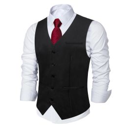 Chalecos Black Solid Rayon Polyester Men Traje Vest de boda Vestible Caki Blue Red Blazer Blazer Slim Wistcoat Gilet Dropshipping