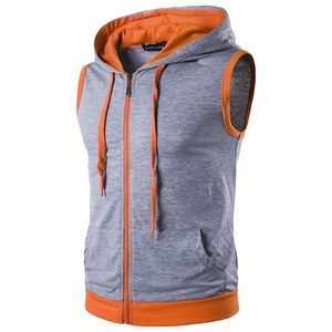 Vesten Katoenen Sweatshirt Met Capuchon Gym Tank Tops Voor Mannen Bodybuilding Fiess Spier Mouwloze Hoodie Running Vest Jas Zakvest