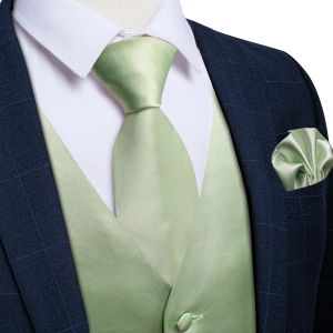 Vesten Groen Bitterkoekje Effen Vest chaleco hombre voor Mannen Luxe Stropdas Manchetknopen Zakdoek Set Overhemd Pak Accessoires Mannelijke Vest