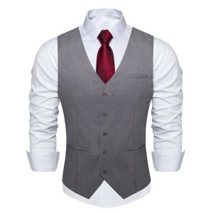 Gilets gris solide rayonne Polyester costume gilet pour hommes formel mariage affaires Blazer gilet hommes vêtements en gros DiBanGu