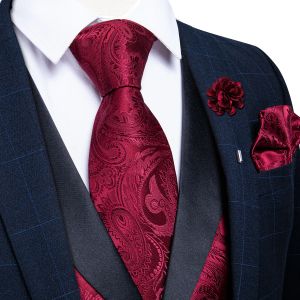 Gilet Luxury Red Paisley Silk Suit gilet Ensemble 5 PC