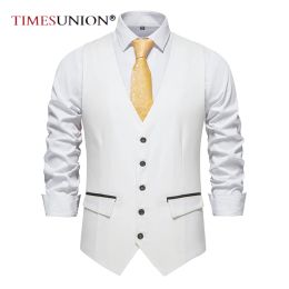 Vests Heren Business Casual Suit Vest 2022 Nieuwe merk Kleding Gentleman Banquet Wedding Vest Zwart Wit Gray Khaki
