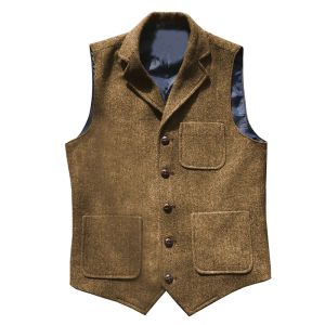 Vêtes Suite de gilet pour hommes pour hommes Vintage masculin classique masculin brun gilet gris steampunk waitcoat man robe tweed cosits business formel