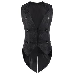 Vesten heren Victoriaans pak Vest mannen Steampunk Gothic Medieval Jacquard Waistcoat Mouwloze Tailcoat Stage Halloween -kostuum Homme XXXL