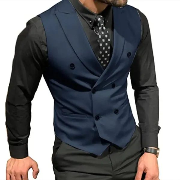 Chalecos Azul marino/blanco Trajes masculinos Chaleco Ropa de boda Ropa de fiesta Chaleco de hombre Diseño de moda a medida Solapa de pico cruzado