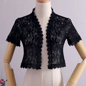 Vesten Nieuwe Wit Zwart Vrouwen Korte Mouw Bolero Bolero Kant Bruiloft Bruids Zomerjas Elegante Kant Cape