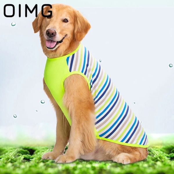 Chalecos OIMG Algodón Rayas Ropa para Perros Grandes Golden Retriever Material de Malla para el Vientre Chaleco para Perros Camiseta para Mascotas al Aire Libre Tops Deportivos Informales para Perros