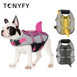 Gilets Gilet de sauvetage pour chien de compagnie bande réfléchissante gilet vêtements gilet de sauvetage collier harnais pour animaux de compagnie natation maillot de bain d'été écailles forme de requin