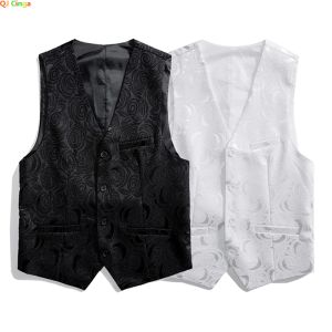 Gilets Roses Brodé Vneck Gilet Sans Manches Veste Hommes Blanc, Noir Bouton Simple Boutonnage Gilets Plus La Taille M8XL Gilet Homme