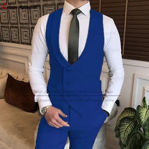 Gilet Royal Blue Men's Vest Slim Formal Couleur Couleur Couleur décontractée Classic Classic Double Breasted Uneck Business Wash