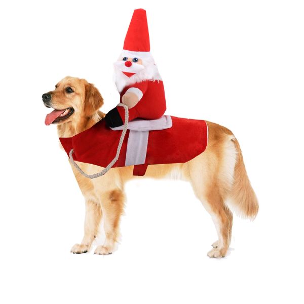 Chalecos, disfraz de Papá Noel para perros, ropa navideña para mascotas, disfraz de Papá Noel para montar, disfraces de mascota, disfraz de fiesta, traje para perros y gatos