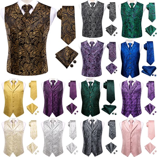 Gilets Silk Mens Viette Tie à revers Colliers Sans manche Robe Washingcoat Nettoy