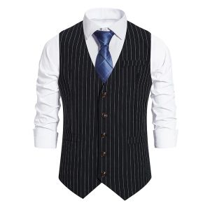 Gilets à rayures Vestes hommes Suit Vest Classic Black Business Gifil Wonstcoat Men Single Breasted Gilet British Blazer for Men