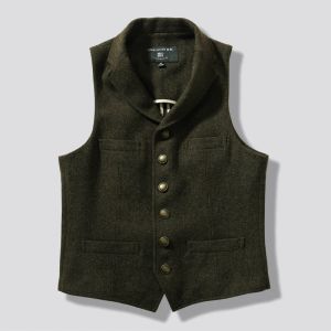 Vesten Pakvest voor heren Tweed Wol Groen Slim Fit Heren Elegant gilet Vintage Amerika Gilet