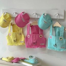 Gilets d'été système de couleur bonbon vêtements pour animaux de compagnie Denim Camisole mignon frange ourlet chien gilet chiot Bichon Teddy Yorkshire peut tirer des vêtements pour chiens