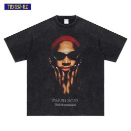 Vêtes torseshec cool hommes coton dennisrodman portrait t-shirt à manches courtes coure couche couche graphique tshirts hip hop streetwear tee-shirt