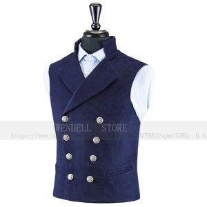 Gilets Gilet en velours pour hommes, Vintage, revers, Double boutonnage, veste sans manches, manteaux pour hommes, Cardigan avec plumes, Techwear, vêtements de travail