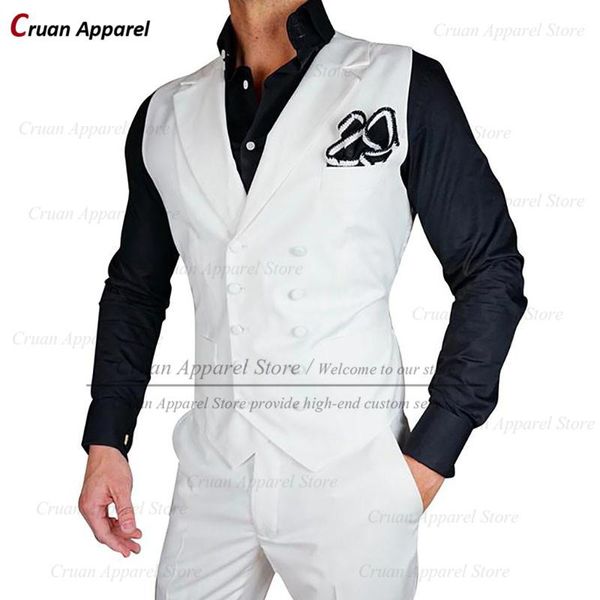 Gilets de mariage blanc costume gilets pour hommes sur mesure Slim Fit Groomsman marié gilet formel dîner fête affaires sans manches vestes