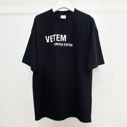 VETEM Limited Edition Limitée T-Shirts Logo Lettre Imprimé Unisexe Coupe Ample T-shirt à Manches Courtes