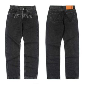 VETTEMENTS JEANS Brand Jeans pour hommes hommes femmes Street Jeasn Jacquard Broidered Imprimed pantalon Black Hiphop Black Hiphop 4109 3231