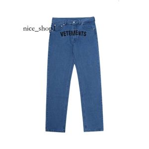 Vetements Men S jeans echte hoogwaardige vrouwen geborduurde letters casual rechte been broek 230823 1947