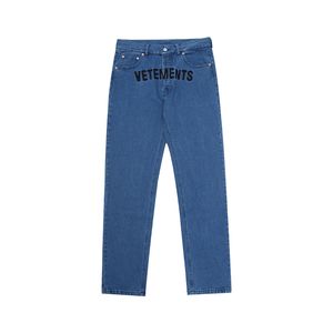 VETEMENTS Hommes Jeans Real S Haute Qualité Hommes Femmes VTM Brodé Lettre Casual Pantalon Droit Brodé Lettre 673