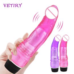 VETIRY Big Dildo Vibrador Realistic Jelly Penis Estimulação do ponto G Brinquedos sensuais femininos para mulheres Produtos de masturbação