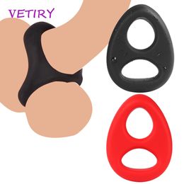 VETIRY Penis Ring Vertraging Ejaculatie Dual Lock Langdurige Steviger Zachte Siliconen sexy Speelgoed voor Mannen Erectie Cock