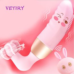 Vetiry roterende dildo vibratot verwarming tong likken vagina clitoris stimulatie g-spot massage sexy speelgoed voor vrouwen USB opladen