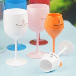 Veuve Clicquot flûtes verres à vin en plastique lavable au lave-vaisselle blanc Orange acrylique verre à Champagne bière whisky tasses de fête 240127