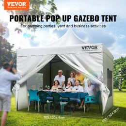Vevor 10x10 ft pop-up auvent avec parois latérales amovibles Portable Sac à roues en roue UV Tente imperméable résistante pour le patio