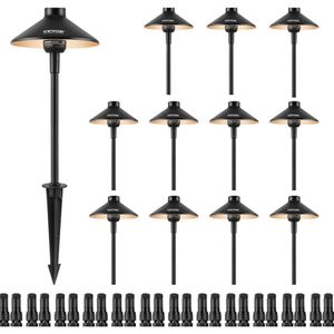 VEVOR 12 stuks laagspanning landschapspadverlichting - 3W 210LM 12V/24V AC/DC buiten LED-padverlichting - 3000K warmwitte loopbrugverlichting snelkoppelingen - IP66 waterdicht