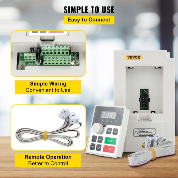 VEVOR 2.2/3/4/7.5kW VFD Inversor de frecuencia 110V/220V 1/3P 3P Salida Variable Condsion de frecuencia CNC Motor inversor