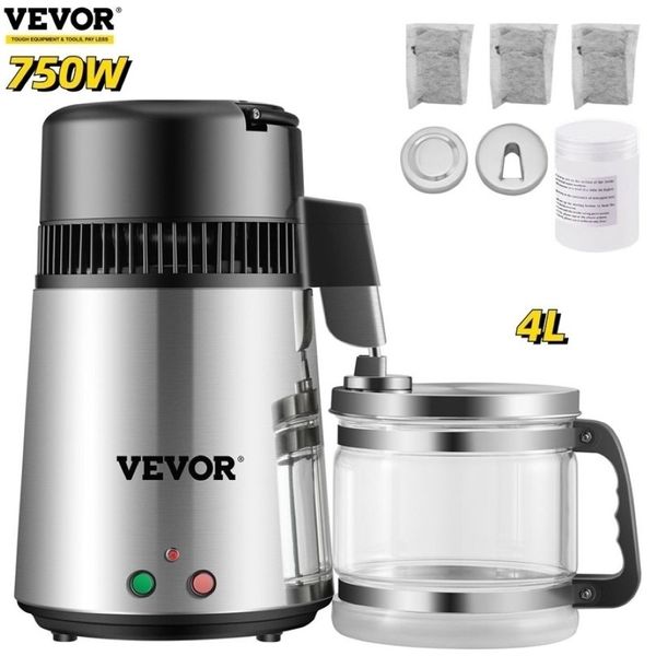 VEVOR 4L Filtro de agua pura 304 Botella de agua de acero inoxidable Botella de agua potable Máquina de destilador Electric Dental Purifier 22284F