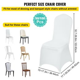 Vevor 50 100 pcs Wedding Chair Covers Spandex Stretch Slipcover voor restaurant Banquet Hotel Dining Party Universal Chair Cover