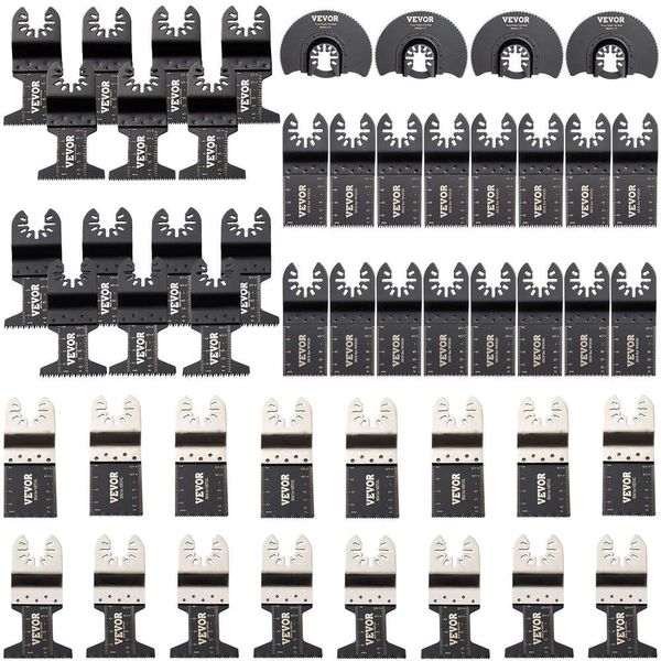 VEVOR 50 pièces lames de scie oscillantes, kit multi-outils à dégagement rapide, lames d'outils HCS pour bois, plastique, clous métalliques, boulons, compatibles avec Dremel Fein Worx Bosch