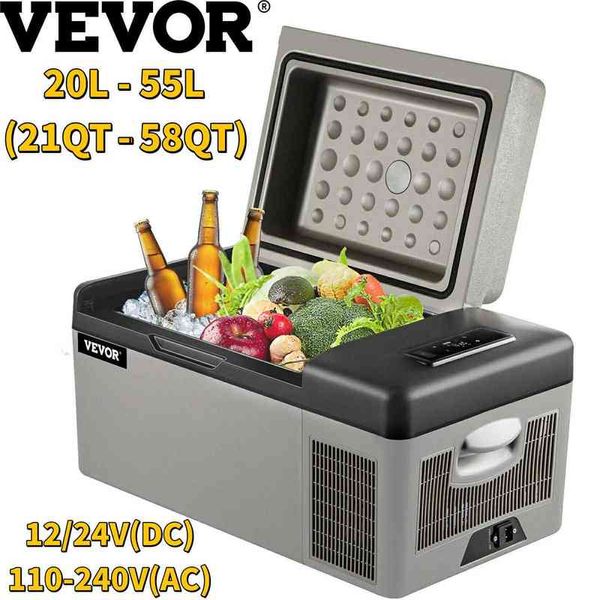 Mini refrigerador VEVOR para coche, nevera con congelador, 12 V/24 V CC, 110-240 V CA, enfriador portátil de 20L-55L para Camping, Picnic, canotaje, caravana, Bar H220510