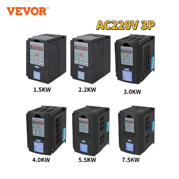 VEVOR VFD INVERITOR Variable Frequency Drive Converter 1.5/2.2/3.0/4.0/5.5/7.5kw AC 220V 3P Controlador de velocidad de salida para el motor CNC