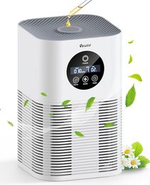 VEWIOR luchtreinigers, geurspons PM2.5 monitor H13 True HEPA luchtfilter, 387 CFM huisdieren luchtreiniger voor thuis slaapkamer grote kamer, zuiveren pollen, dierenhaar, geur, stof, rook
