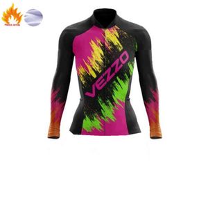 VEZZO Dames Winter Fietsen Jersey Thermische Fleece Bike Kleding Lange Mouw Warm Fiets Shirt Outdoor Fleece Cycle Jacket Brazilië G1130