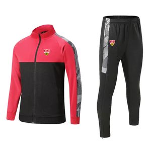 VfB Stuttgart Vrijetijdssportkleding voor heren, winter buiten, warm houden sporttrainingskleding, vrije tijdssportkleding met volledige ritssluiting en lange mouwen