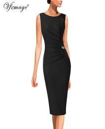 VFEMAGE FEMANDS AUTUME CÉLÉBRITÉ ÉLÉGANT VINTAGE BROCHED PINUP Work Ice Business Casual Party Fitted Bodycon Crayer Robe 1041 2103025600953