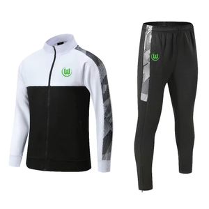 VfL Wolfsburg Heren trainingspakken Winter buitensport warme kleding Casual sweatshirt met volledige ritssluiting en lange mouwen sportpak