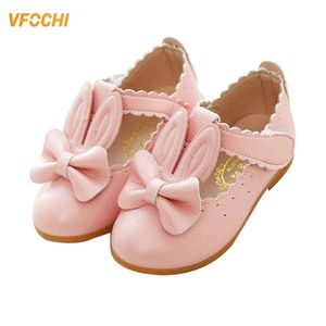 VFOCHI cuero para niños tacón bajo conejito bailando niños princesas adolescentes niñas zapatos de boda 210306