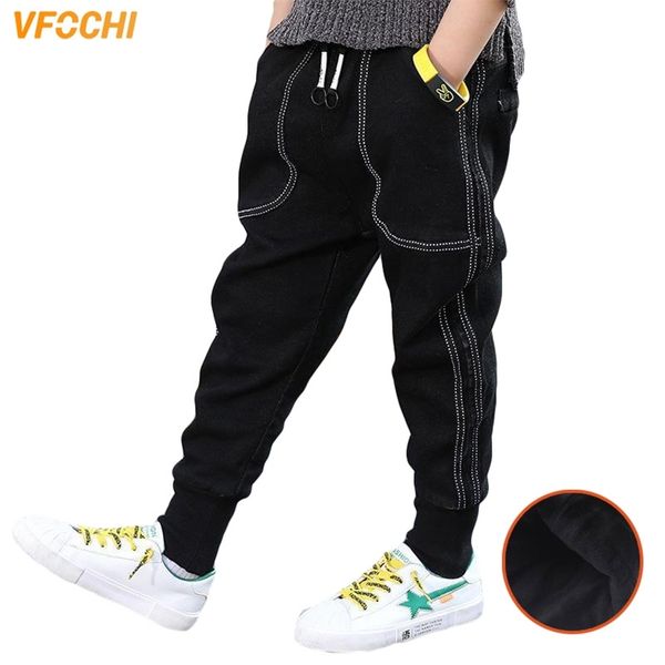 VFOCHI Nouveau 4-14T Garçons Jeans Pantalons de velours Automne Hiver Solide Couleur Enfants Pantalons Vêtements pour adolescents Taille élastique Boy Cargo Pantalon 210306