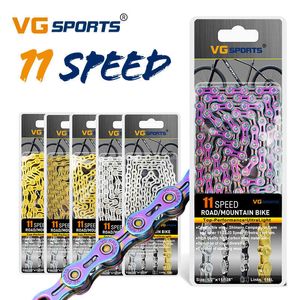 VG Sports Bicycle 11 Speed ​​Half / Full Hollow 116L Titannium Golden Silver 11s MTB Mountain Road Bike Chains 0210