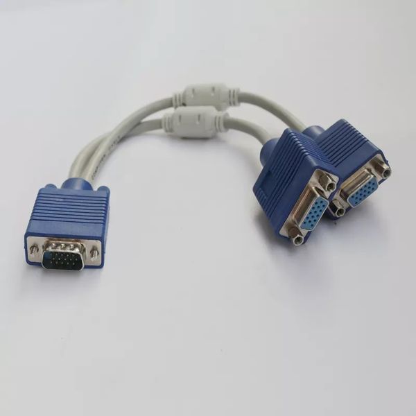 Precio al por mayor cable adaptador VGA 1 entrada macho a 2 salidas cable VGA hembra