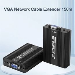 VGA1815 150m VGA Câble Réseau Extender 1080P / 60Hz Émetteur + Récepteur Adaptateur De Câble Ethernet - Prise Américaine